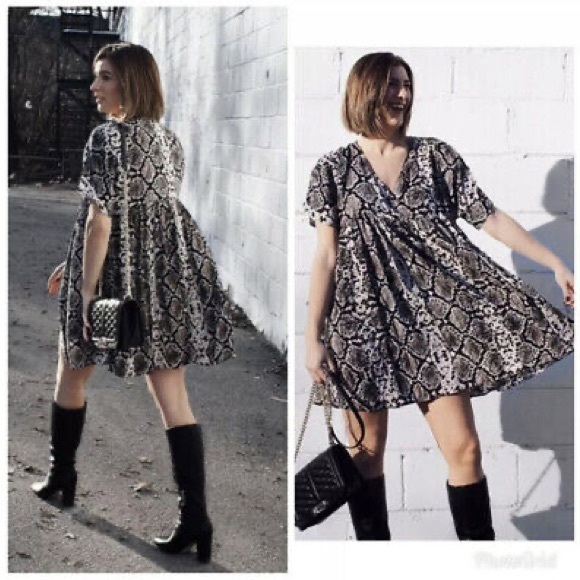 Zara Snakeskin Babydoll Dress - Picture 2 of 2